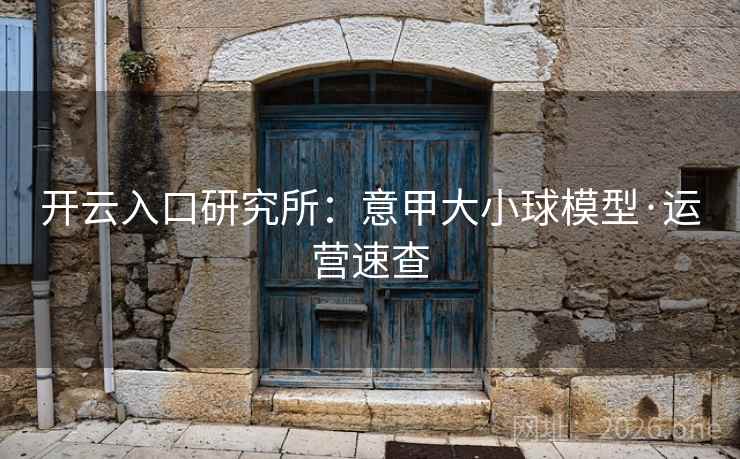 开云入口研究所:意甲大小球模型·运营速查 第1张 开云入口研究所:意甲大小球模型·运营速查 第1张