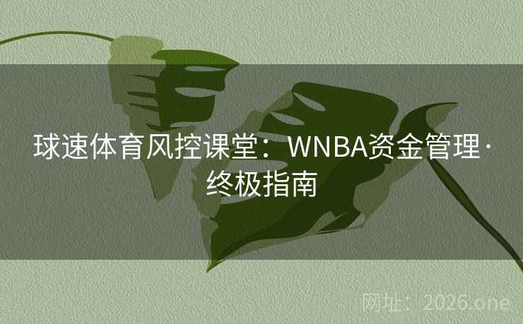 球速体育风控课堂：WNBA资金管理·终极指南